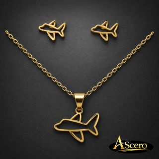 Conjunto Avión en Acero Dorado