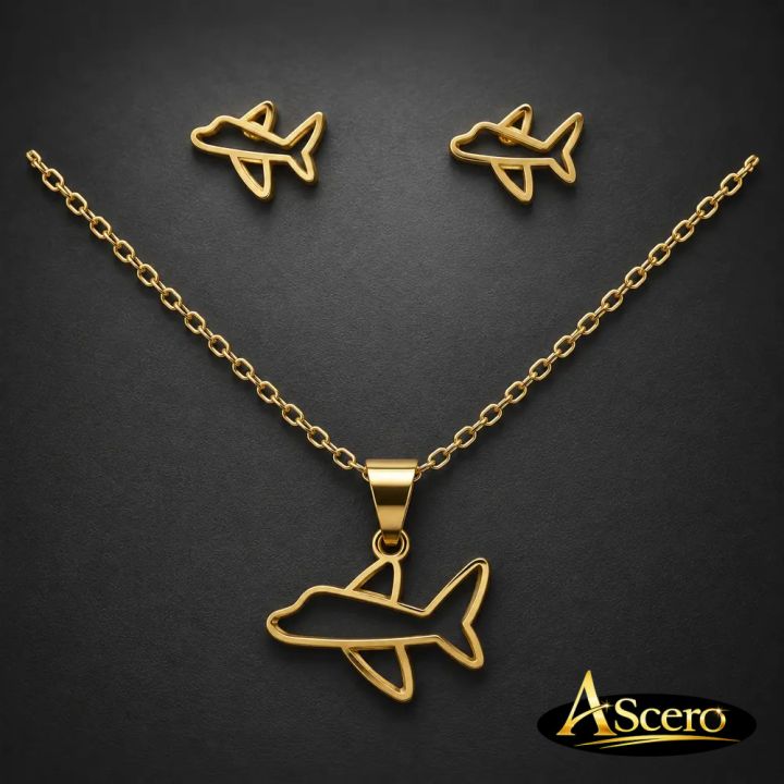 Conjunto Avión en Acero Dorado