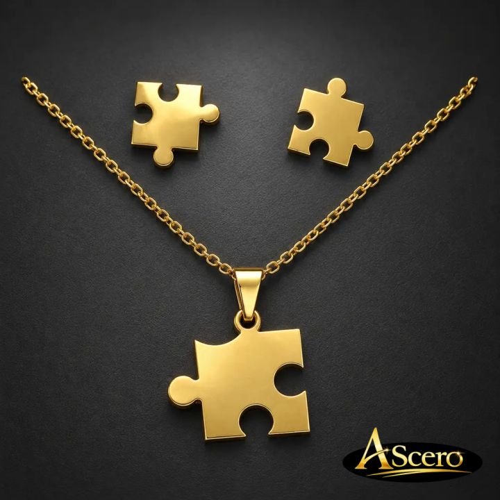 Conjunto Pieza de Puzzle Dorado