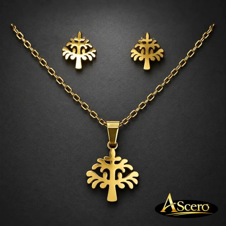 Conjunto Árbol de Vida en Acero Dorado