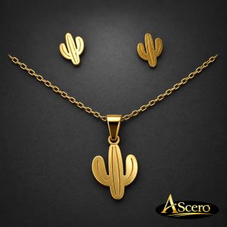 Conjunto de Cactus en Acero Dorado