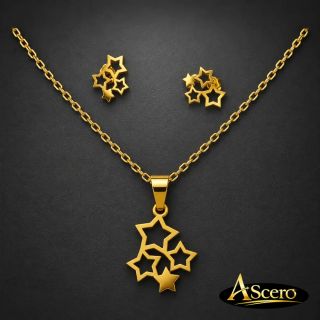 Conjunto Cuatro Estrellas en Acero Dorado