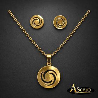 Conjunto Espiral enmarcada Dorado en Acero