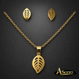 Conjunto Hoja en Acero Dorado