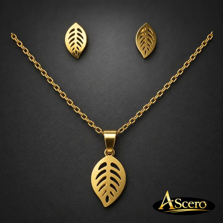 Conjunto Hoja en Acero Dorado