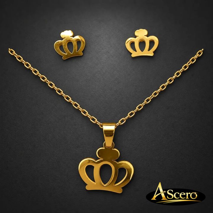 Conjunto de Corona lisa en Acero Inoxidable Dorado